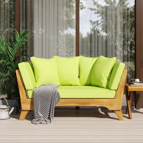 Teak Fabric Sofa Bed Dual-Use Convertible