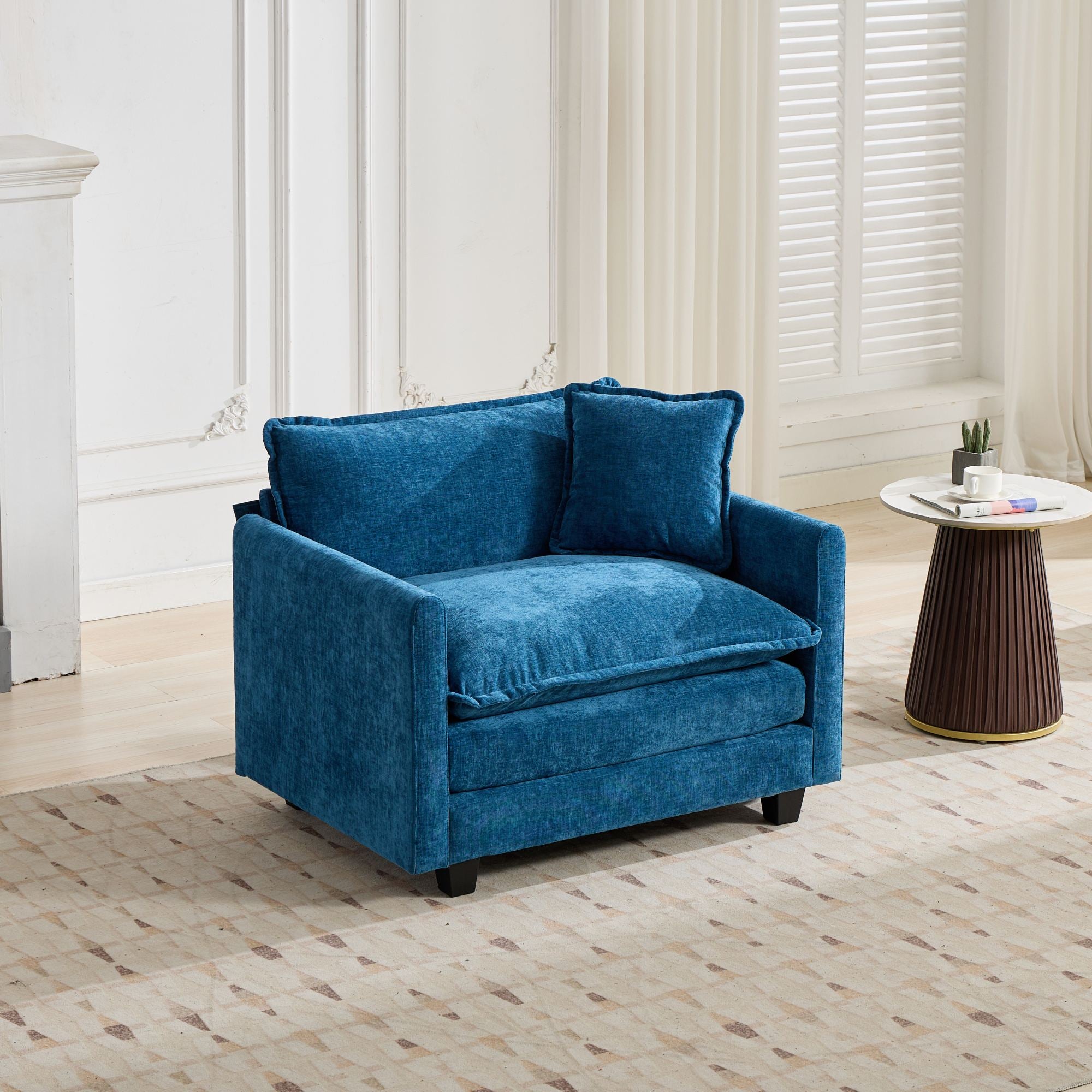 Blue Chenille Sectional Sofa