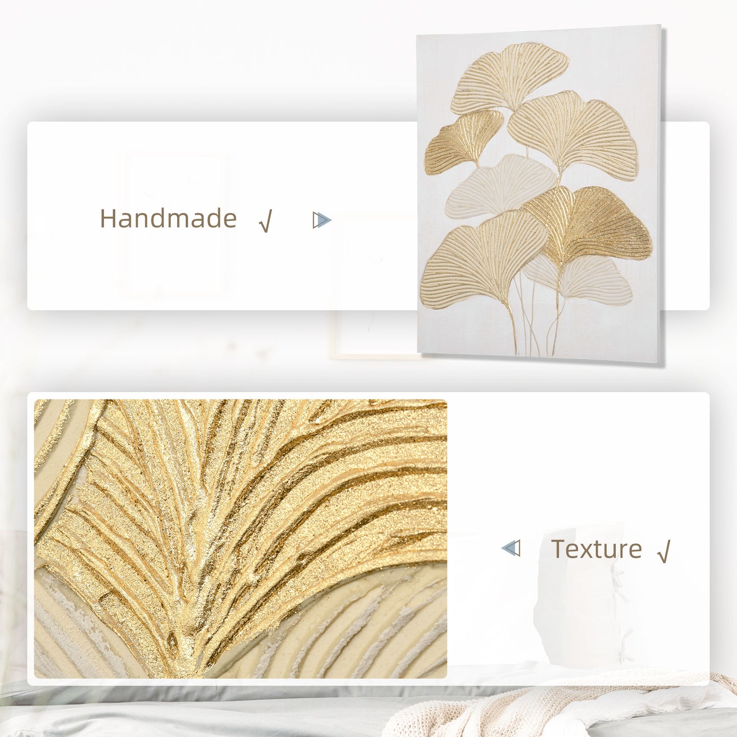 Hand-Painted Canvas Wall Art for Living Room Bedroom