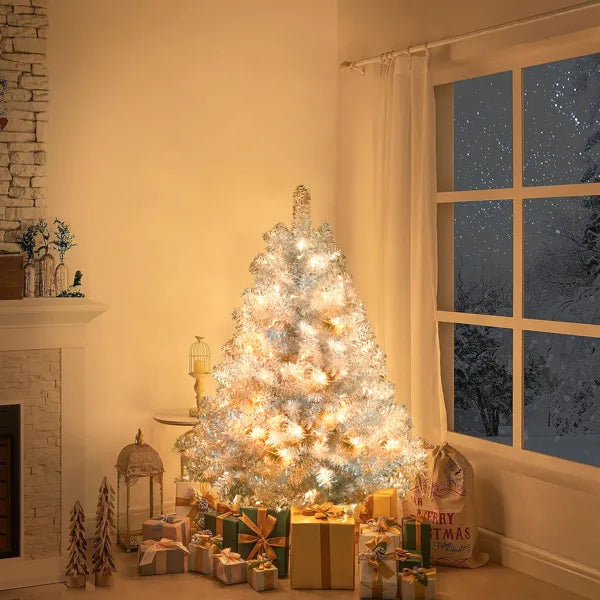 Silver Pre-Lit 150-Light Christmas Tree