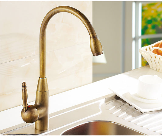 Classic Brass Kitchen Faucet – Single Handle Single Hole Mixer Tap