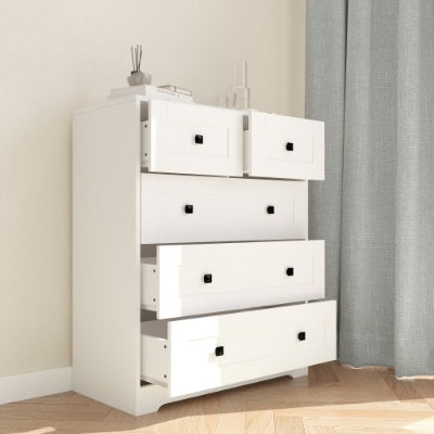 Chest Of Drawer With 5 Drawers White Color Farm Door