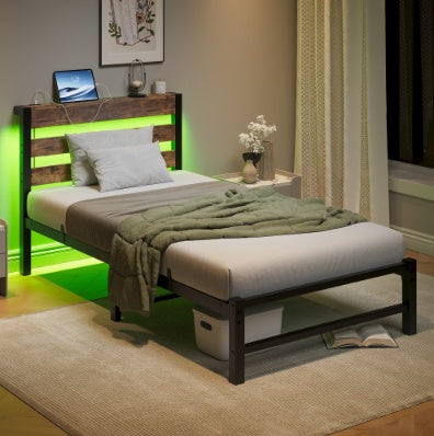 Brown Steel Platform Bed