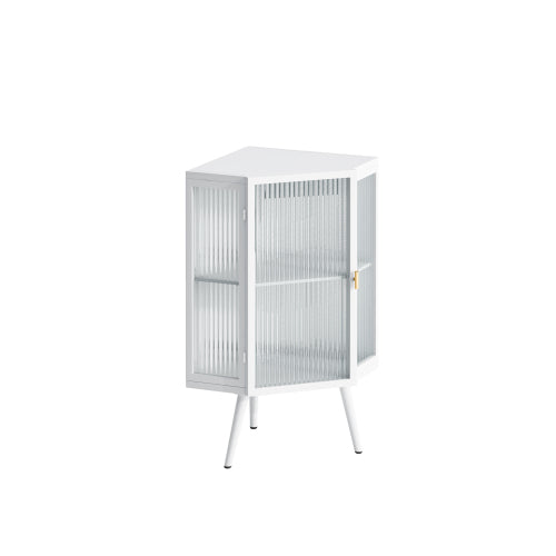 White Conical Glass Cabinet