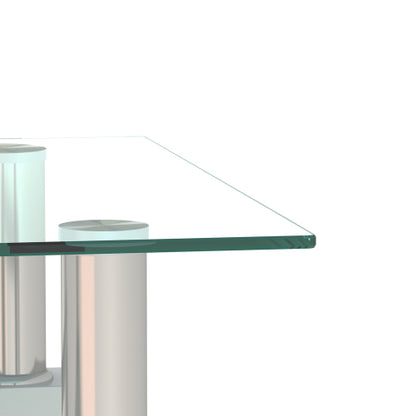 1-Piece Modern Tempered Glass Tea Table Coffee Table End Table, Square Table For Living Room, Transparent White