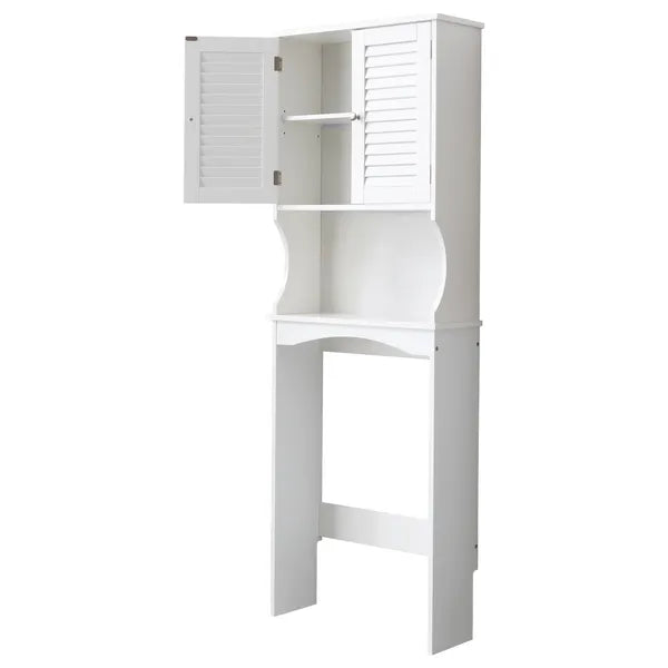 White Louvered Bathroom Cabinet