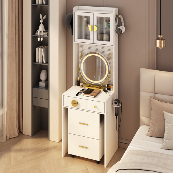 White Round Vanity Table