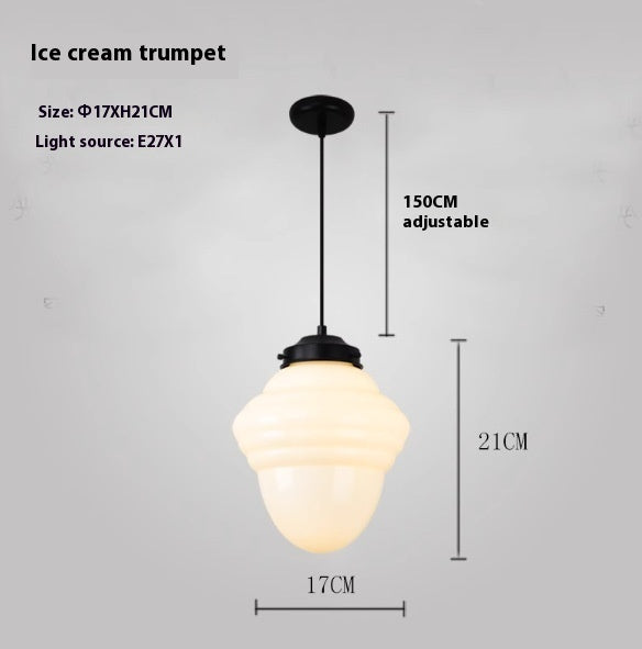 Simple Personality Retro Industrial Style Living Room Dining Room Single Head Cream Chandelier