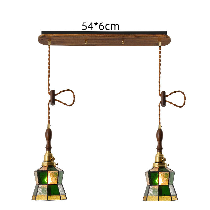 Brass Hand-Blown Glass Chandelier Light