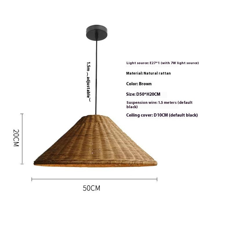 Bamboo Woven Rattan Vintage Wabi Sabi Style Pendant Light