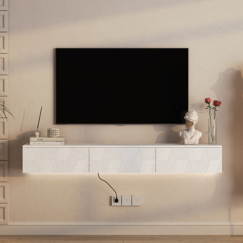 White LED Wall TV Stand