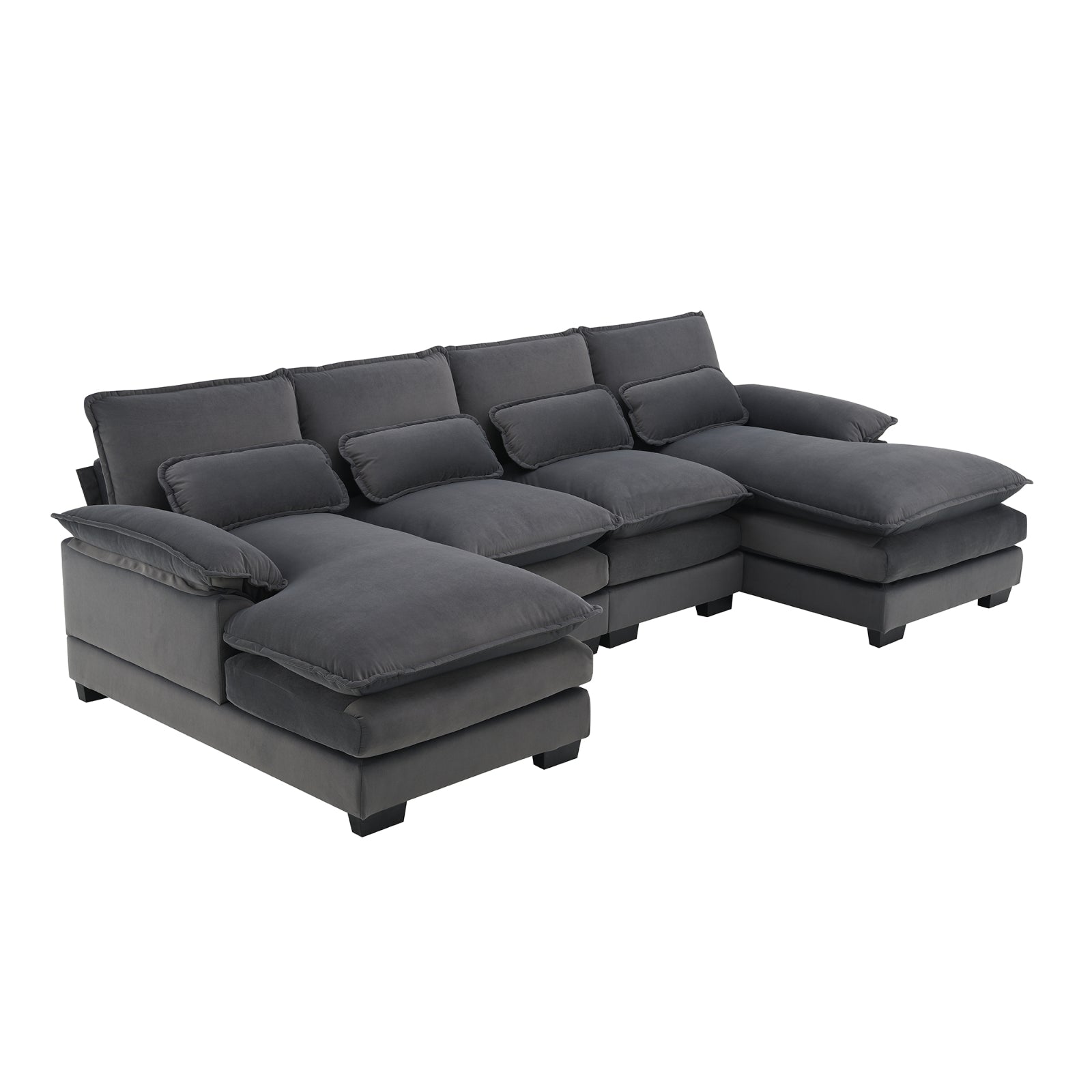 Gray Velvet Sectional Sofa