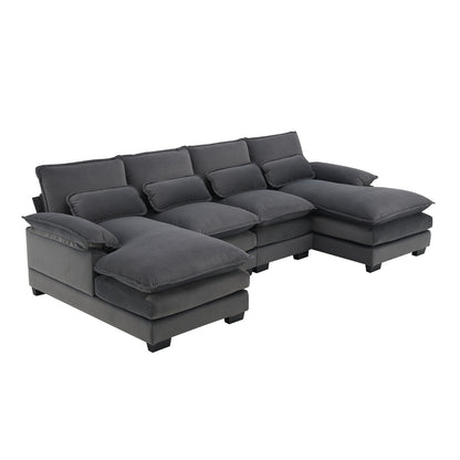 New Modern U-shaped Sectional Sofa, 6-Seat With Waist Pillows 109.8 55.9