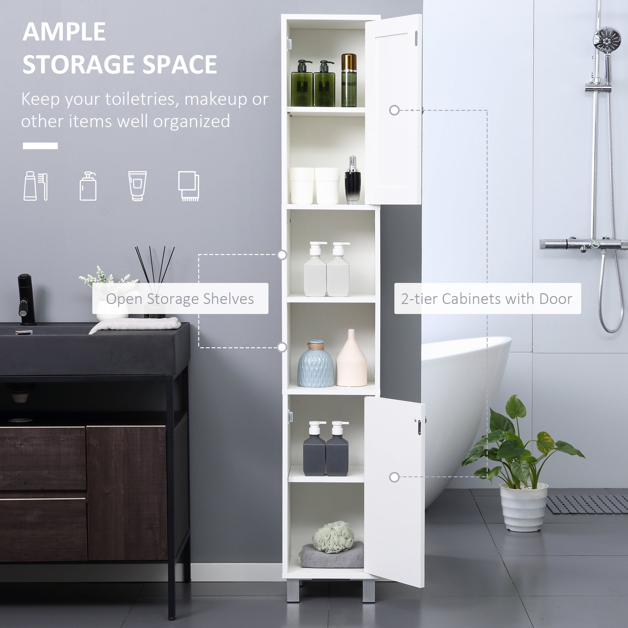 Mirrored Tall Storage Cabinet