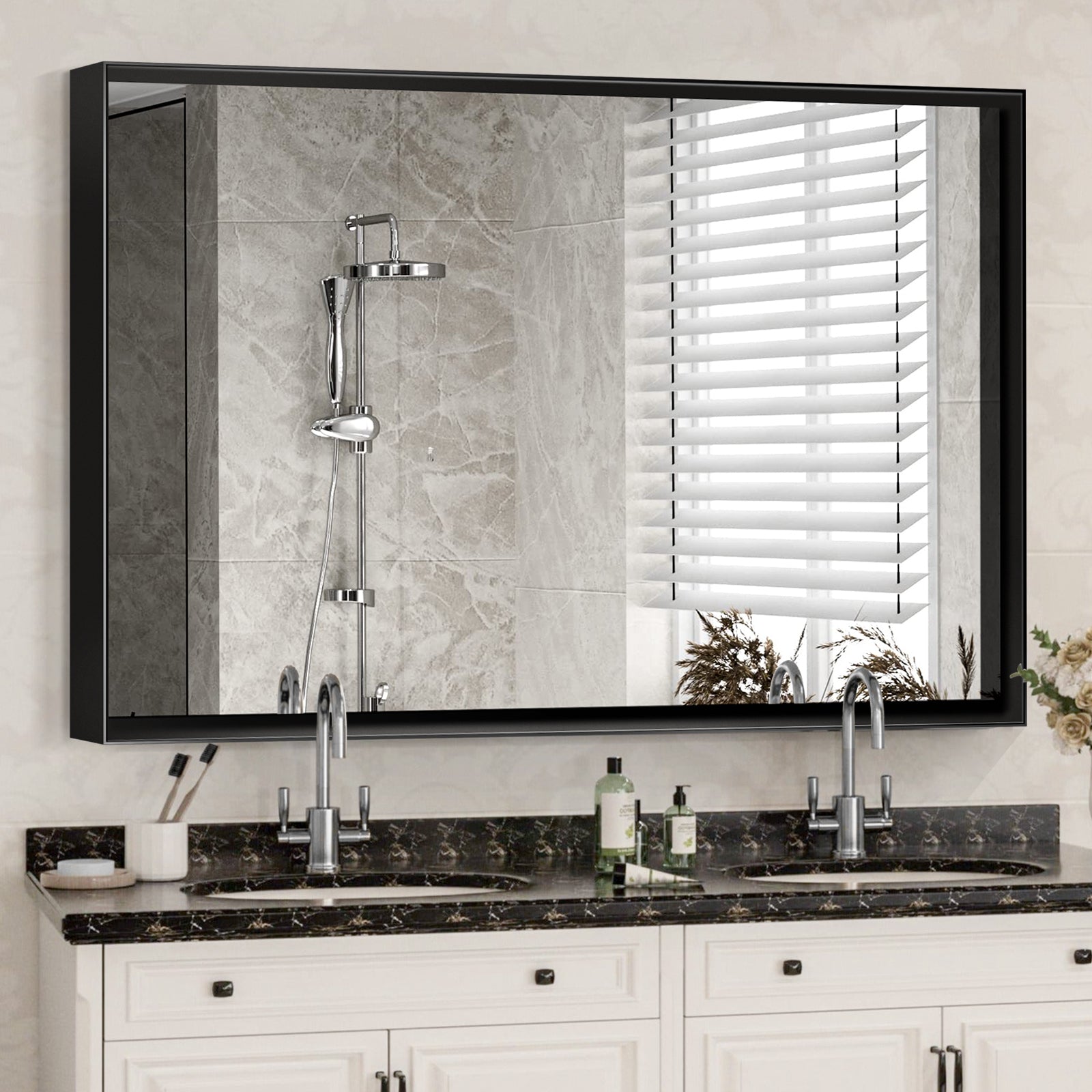 Black Rectangular Bathroom Mirror