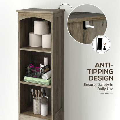 Farmhouse Tall Slim Bathroom Storage Cabinet with Recessed Drawer