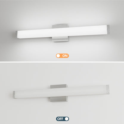 Bathroom Vanity Light Brushed Nickel Square LED 25 Inch 14W 6000K Cool White Light Wall Bar Lighting Fixtures Over Mirror -Brushed Nickel, 25in