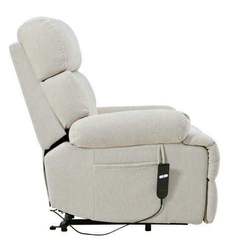 Oversized Power Lift Recliner Chair For Elderly, Electric Fabric Recliner Chair For Seniors, Home Theater Seating,Reclining Sofa Chair With Remote Control,Side Pocket ,Spacious Seat  Light Gray