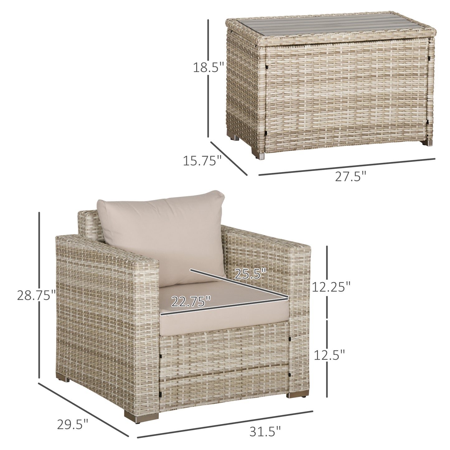 3 Piece Patio Furniture Set