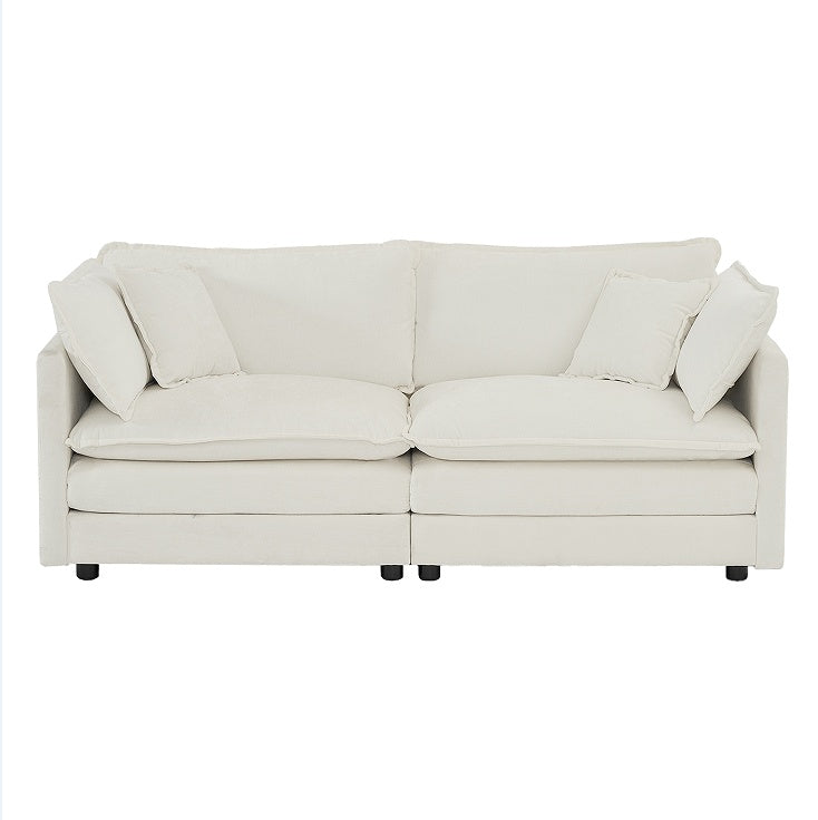 White Fabric Loveseat Sofa