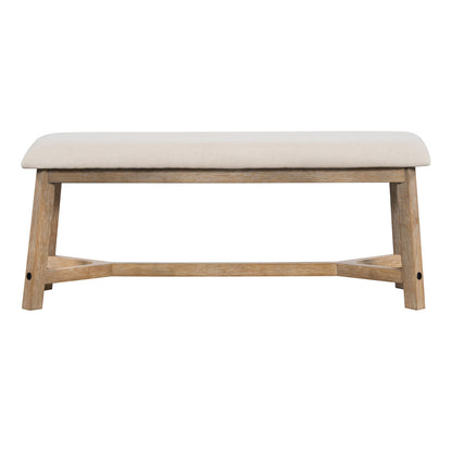 TREXM 6-piece Retro Farmhouse Style Dining Set, Rectangular Table And 4 Upholstered Chairs With Ratt