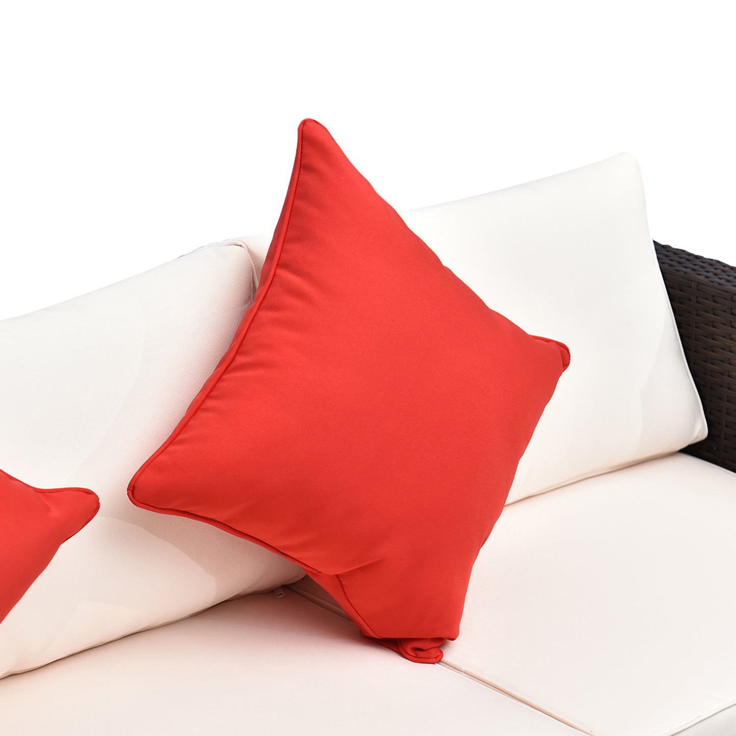 6 Piece Patio Furniture Set Outdoor Conversation Set All Weather PE Sectional Sofa Set with Ottoman