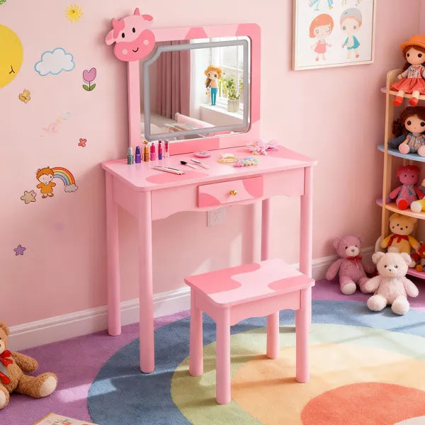 Pink Wood Cow Vanity