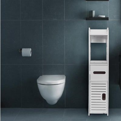Wood Plastic Panel Bathroom Shelf - White