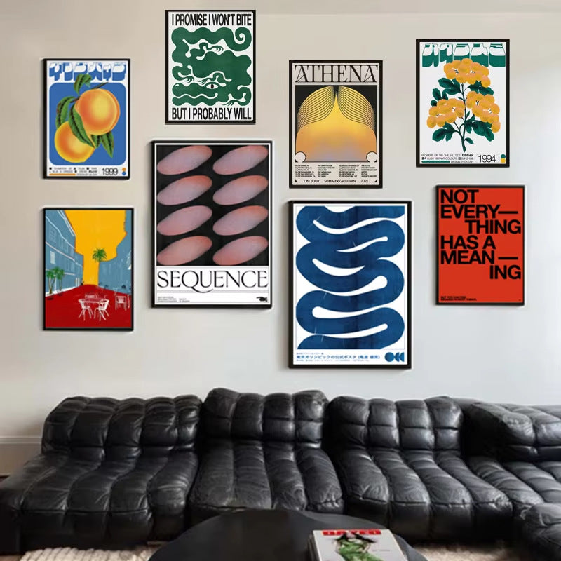 Modern Japanese Abstract Geometric Retro Poster Living Room Wall Art