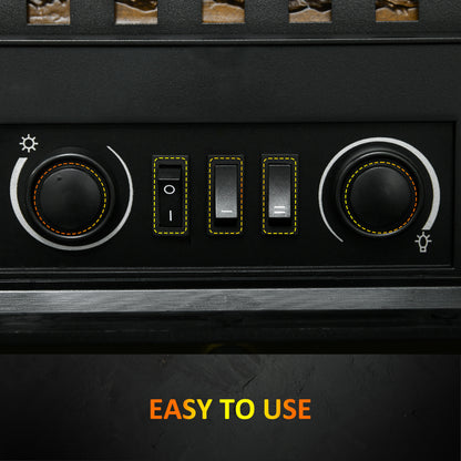 Electric Fireplace Heater Freestanding Fireplace Stove with 3-Side Realistic Flame Overheat Protection 750W/1500W