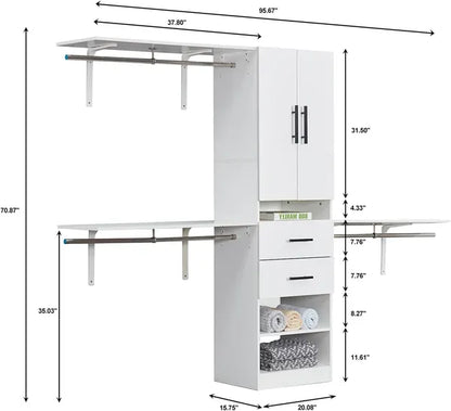 Closet Organizer System, Closet Organizers With Clothing Racks For Hanging Clothes, Closet System With Drawers ,Walk In Closet Organizers And Storage With Shelves, Walk In Closet System