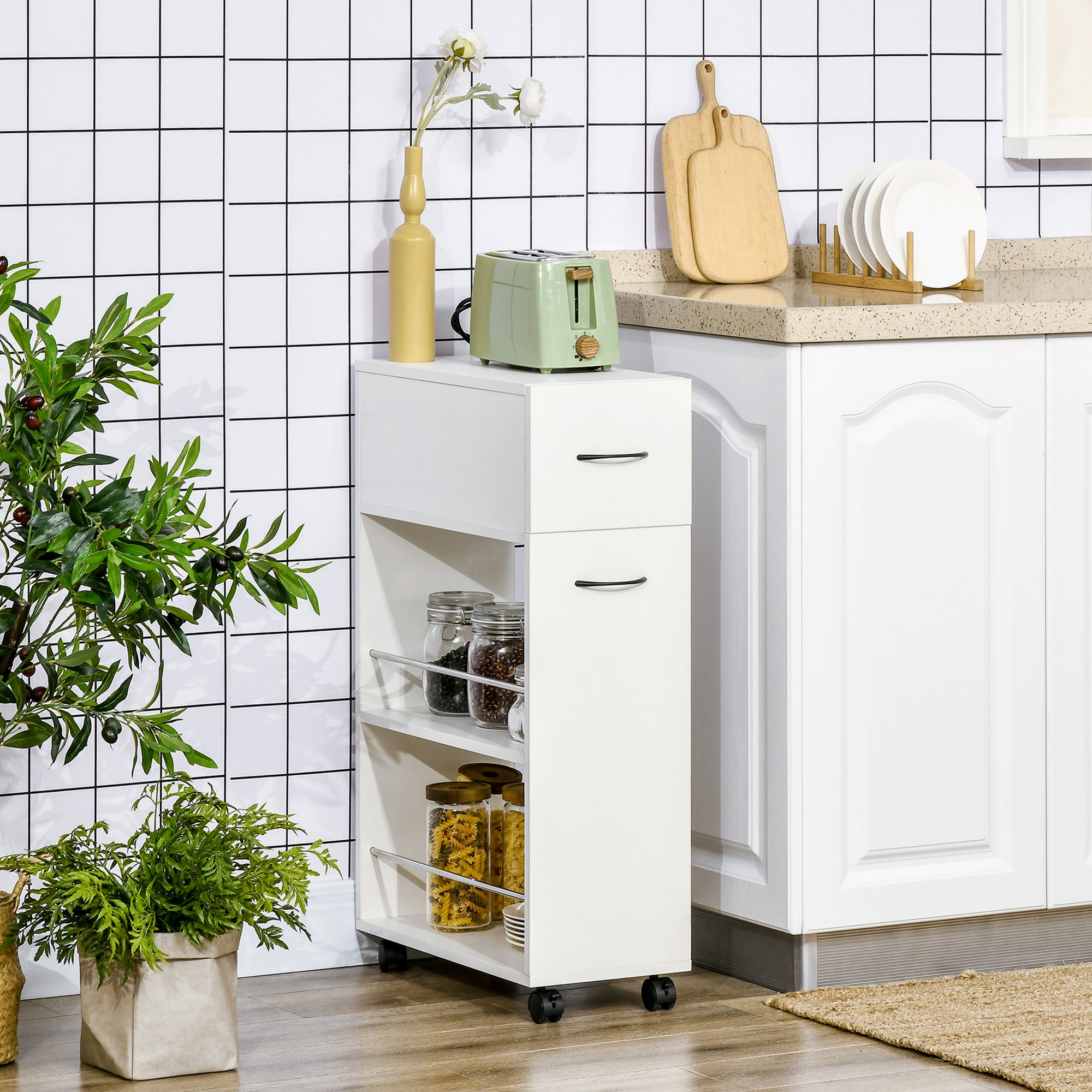 Rolling Narrow Storage Cabinet