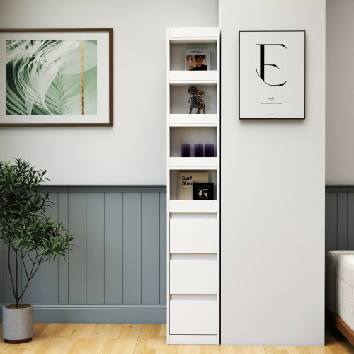 Wooden Display Cabinet Modern Tall Bookshelf Living Room