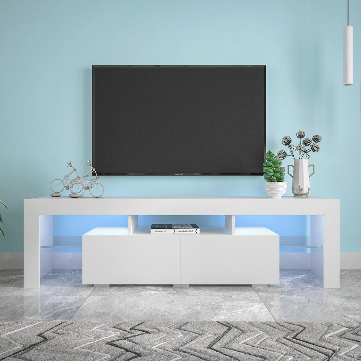 White LED TV Stand