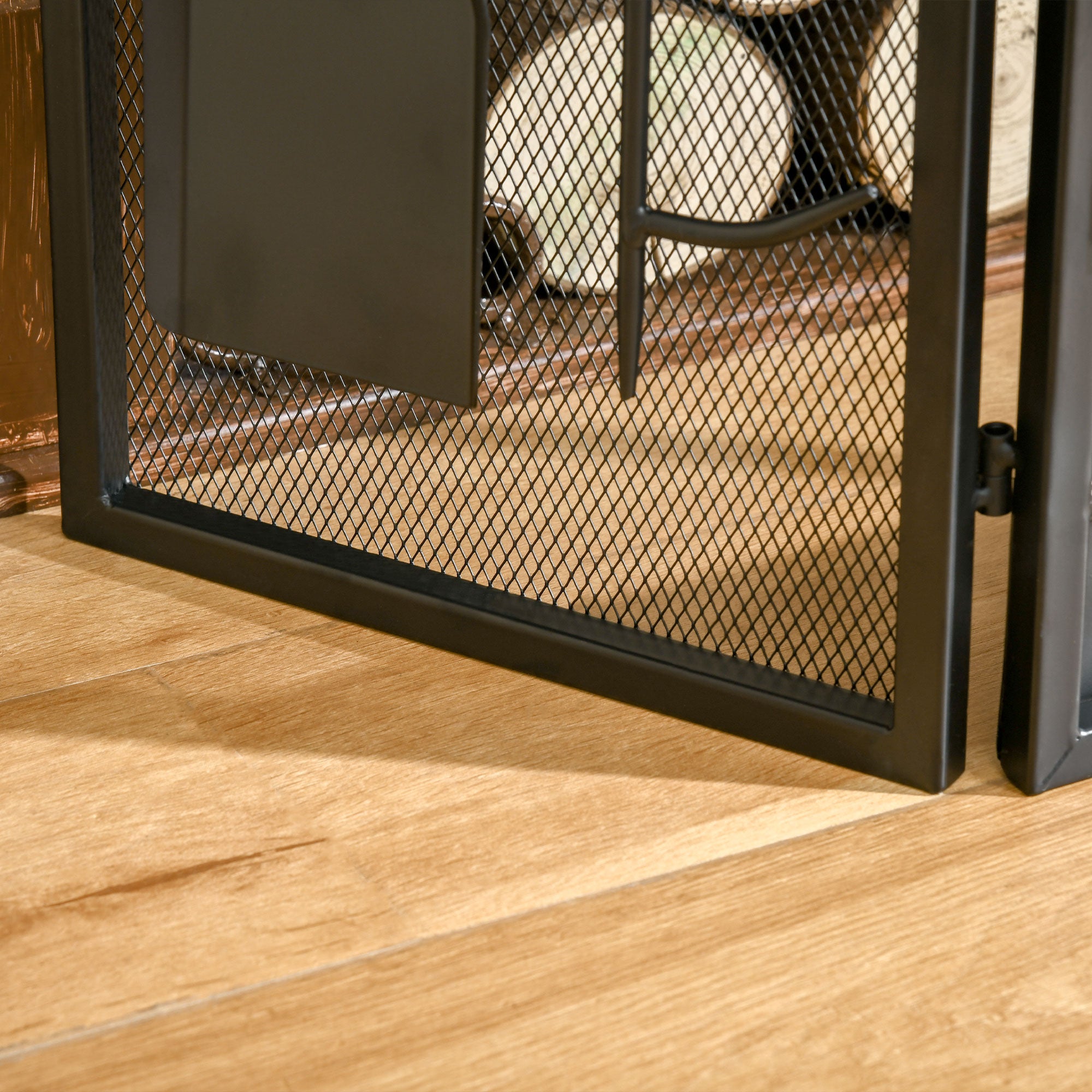 Black Folding Fireplace Screen
