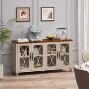Beige Antique Glass Cabinet