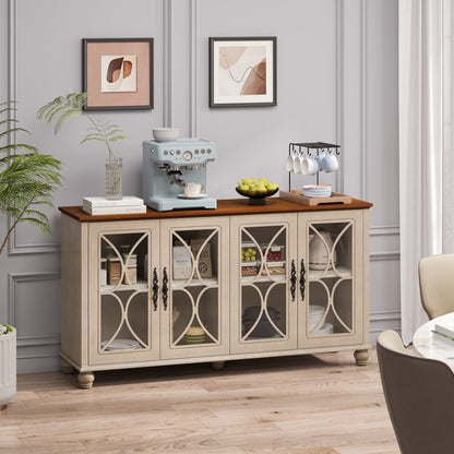 Beige Antique Glass Cabinet