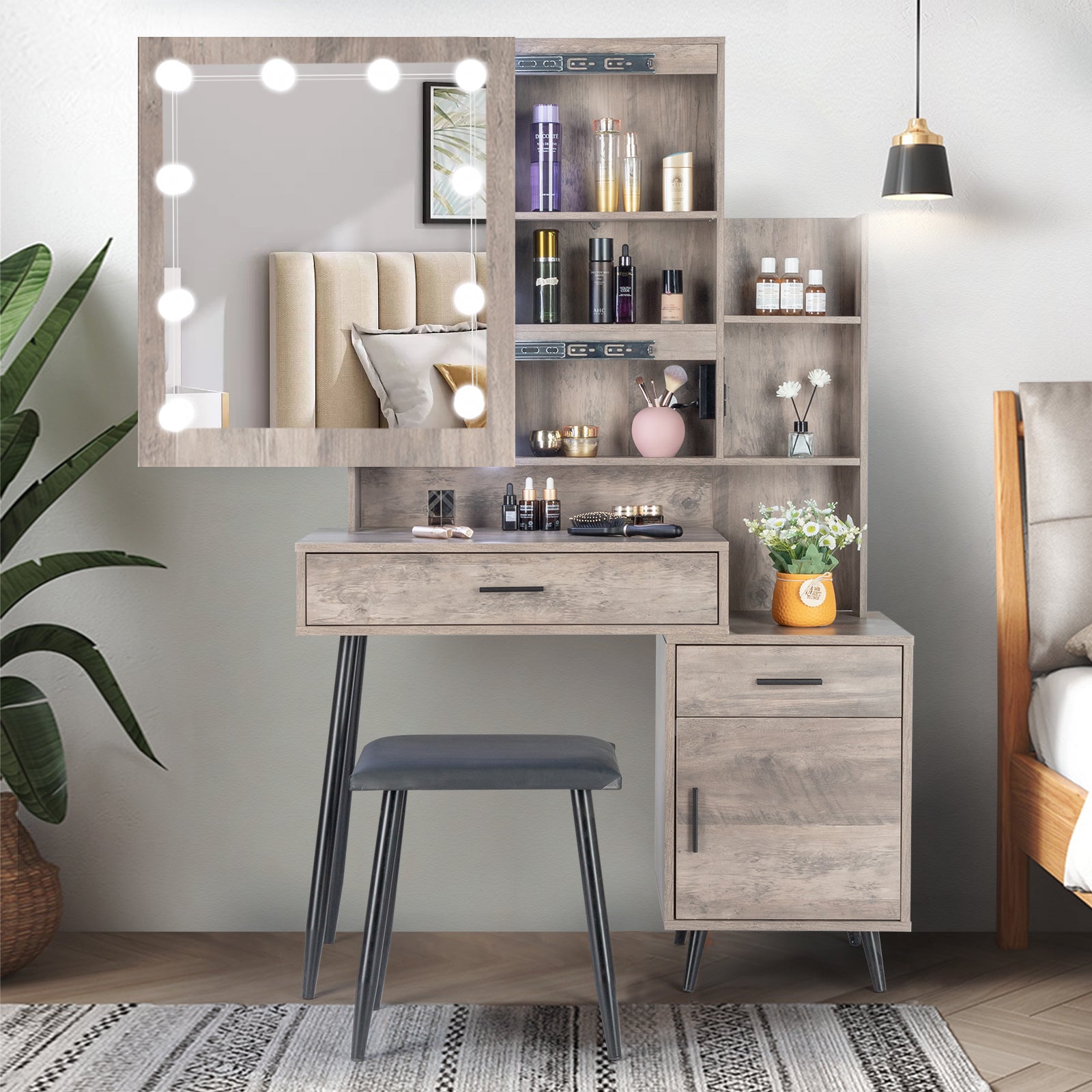 Metallic Industrial Vanity Table