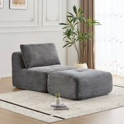 Grey Corduroy Sectional Sofa Modular Memory Foam