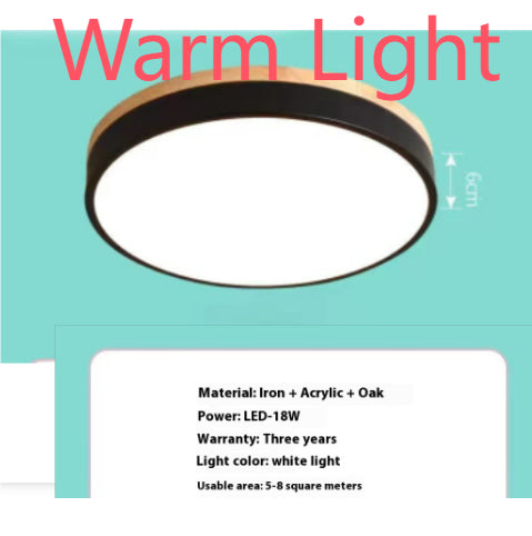 Simple Modern Wooden Lamp Cozy Bedroom Round Ceiling