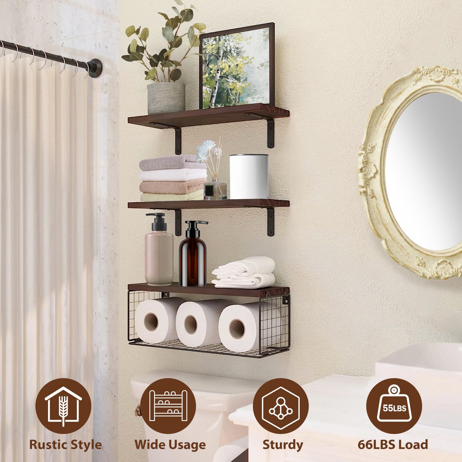 Black Basket Wall Shelf
