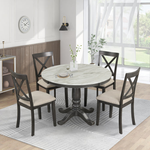 Gray Solid Wood Dining Set