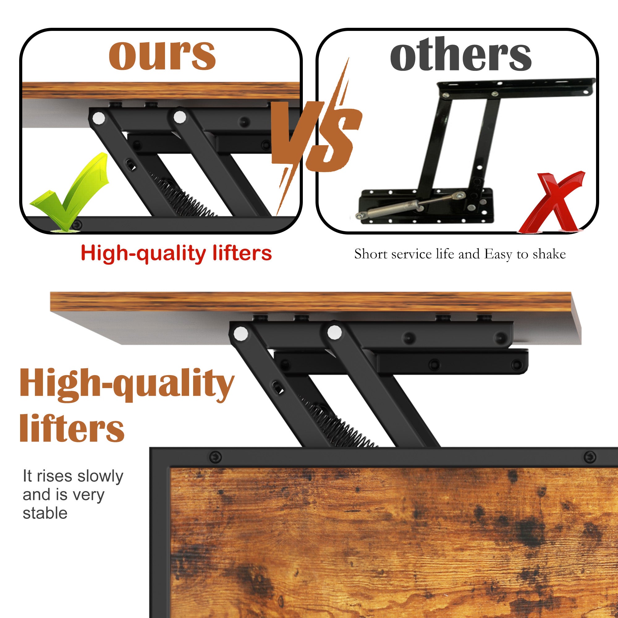 Natural Wood Lift-Top Table