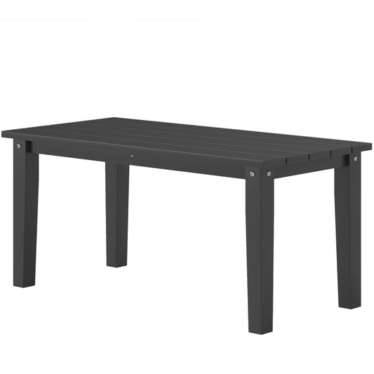 Rectangle Outdoor Coffee Table, HDPE All-Weather Outdoor Patio Table With Slatted Tabletop For Yard, Balcony, Black