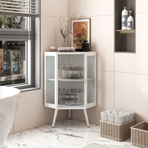 White Conical Glass Cabinet
