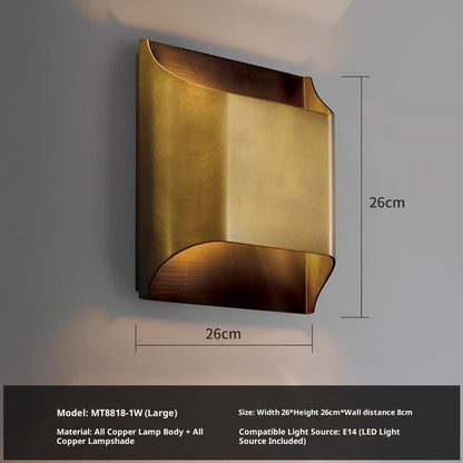 Modern Minimalist Background Wall Staircase Full Copper Wall Lamp