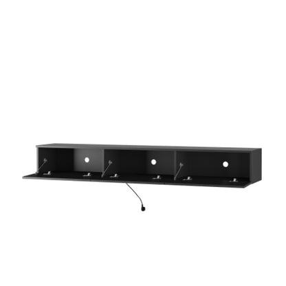 Floating TV Stand Wall Mounted With 16 Color LEDs,Modern TV Stand, Floating TV Cabinet Entertainment Center For 55 60 65 Inch TV,Black