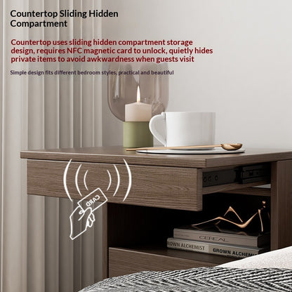 Chengrou Minimalist Bedside Table Multifunctional Concealed Compartment Bedside Table With Lock Storage Cabinet For Home And Bedroom Use
