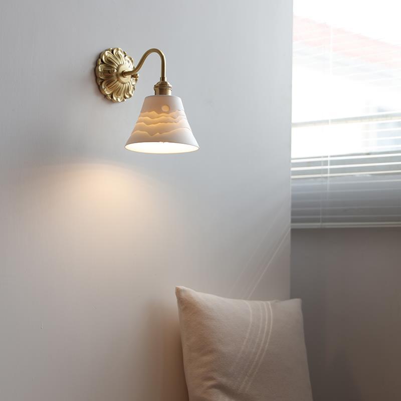 Living Room Background Wall Creative Design Handmade Ceramic Brass Wall Lamp