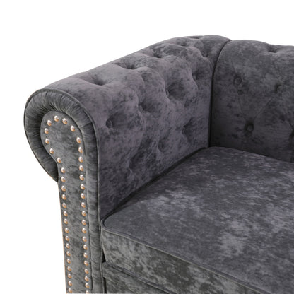 Black Flannelette 2-Piece Couch Living Room Sofa Set